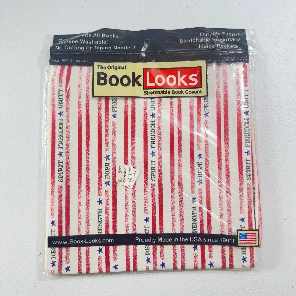 Original Book‎ Looks STRETCHABLE BOOK COVERS~ STARS & STRIPES~RED,BLUE,WHITE~NEW